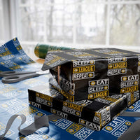 Funny Eat Sleep League Repeat Wrapping Paper Roll Gaming Quote Gift For Gamer - Wonder Print Shop