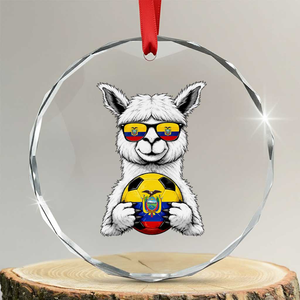 Funny Ecuador Alpaca Soccer Lover Crystal Glass Ornament South American Pride Gift