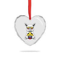 Funny Ecuador Alpaca Soccer Lover Heart Crystal Glass Ornament South American Pride Gift