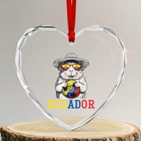 Funny Ecuador Guinea Pig Soccer Fan Heart Crystal Glass Ornament Cavy Lover Gift