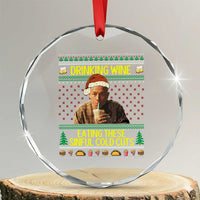 Funny Ed Gein Christmas Meme Crystal Glass Ornament Drinking Wine Eating This Sinful Cold Cuts Viral Scene - Wonder Print Shop
