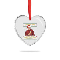 Funny Ed Gein Christmas Meme Heart Crystal Glass Ornament Drinking Wine Eating This Sinful Cold Cuts Viral Scene Naughty Holiday - Wonder Print Shop