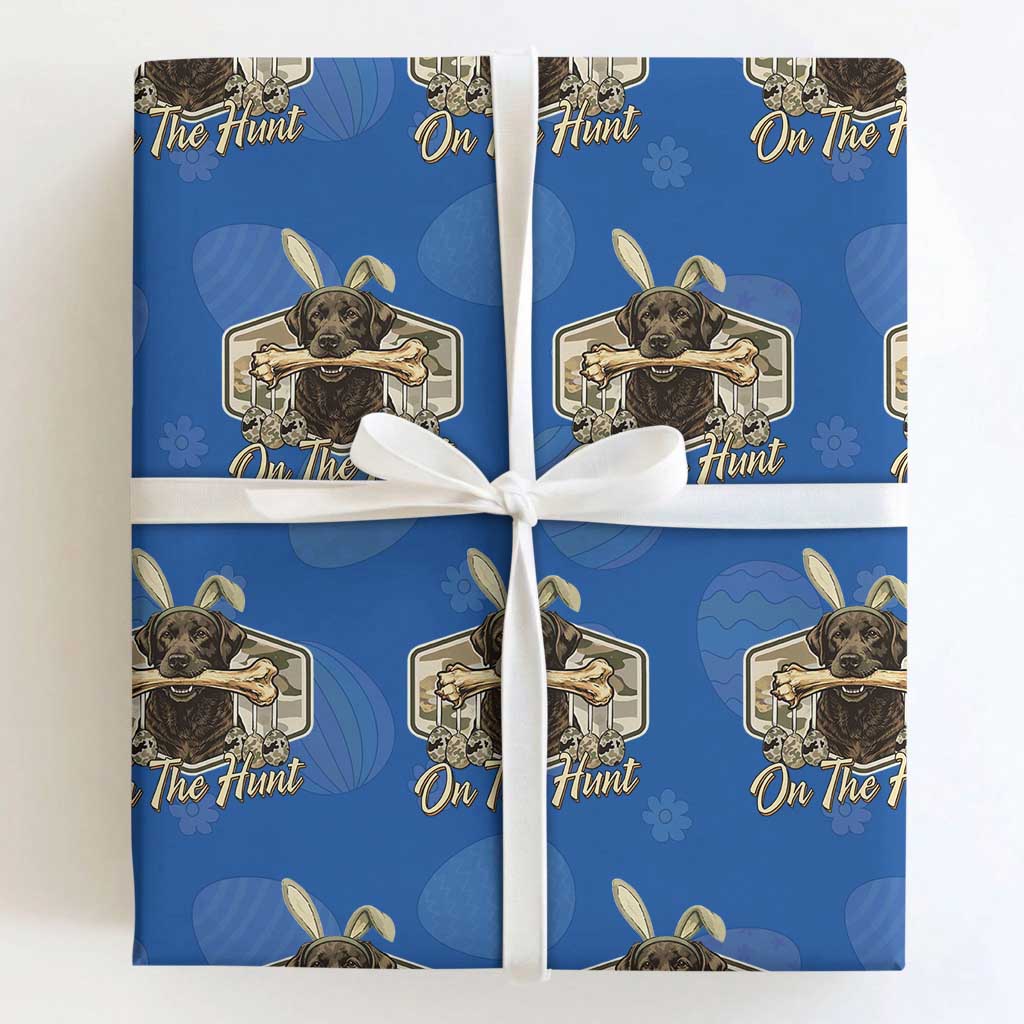 Funny Egg Hunter Wrapping Paper Roll On The Hunt Camo Easter Labrador Dog