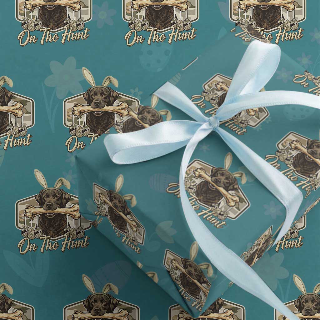 Funny Egg Hunter Wrapping Paper Roll On The Hunt Camo Easter Labrador Dog
