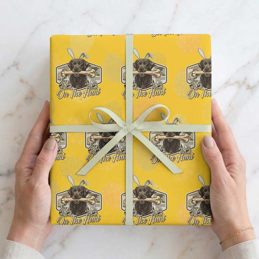 Funny Egg Hunter Wrapping Paper Roll On The Hunt Camo Easter Labrador Dog