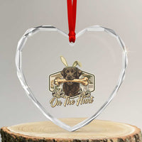 Funny Egg Hunter Heart Crystal Glass Ornament On The Hunt Camo Easter Labrador Dog