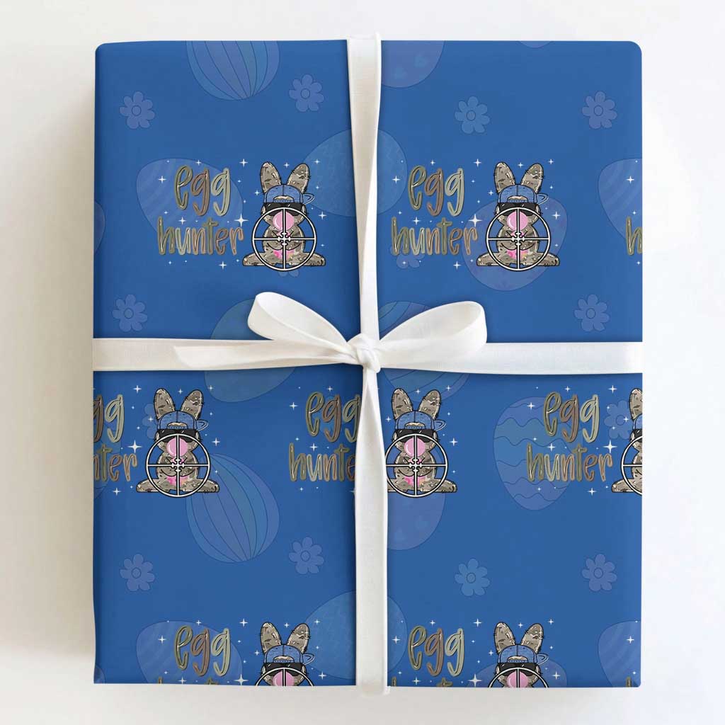 Funny Egg Hunter Wrapping Paper Roll Bunny Hunting Backward Cap Camouflage
