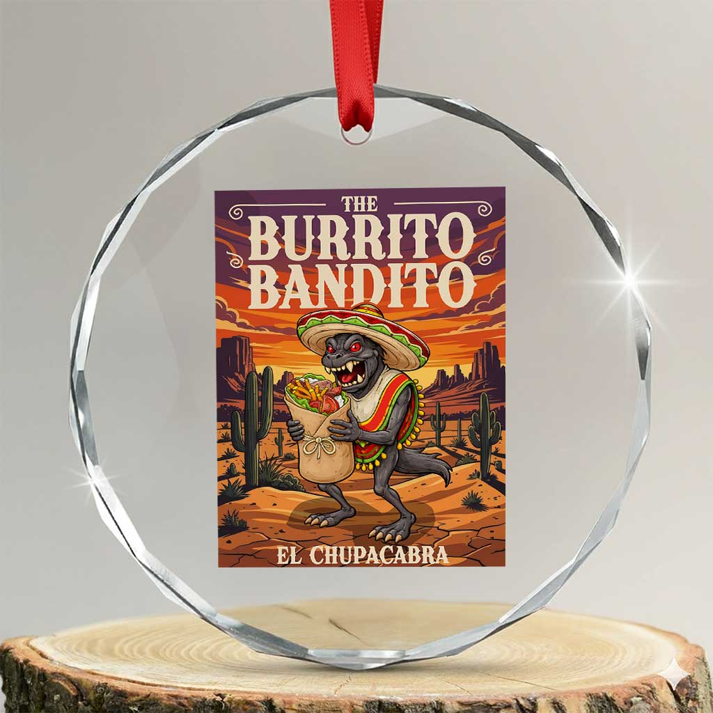 Funny El Chupacabra Burrito Bandito Crystal Glass Ornament Cinco De Mayo Gift