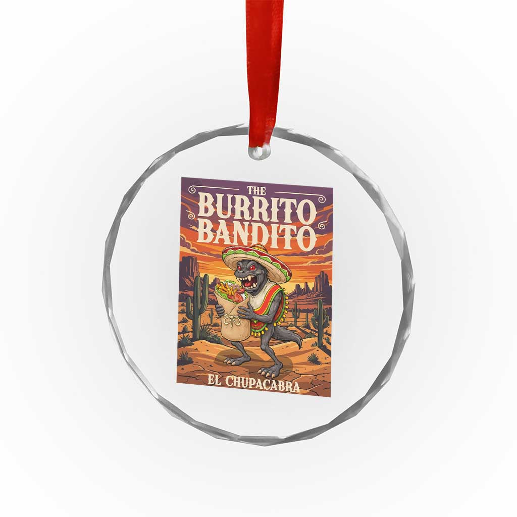 Funny El Chupacabra Burrito Bandito Crystal Glass Ornament Cinco De Mayo Gift