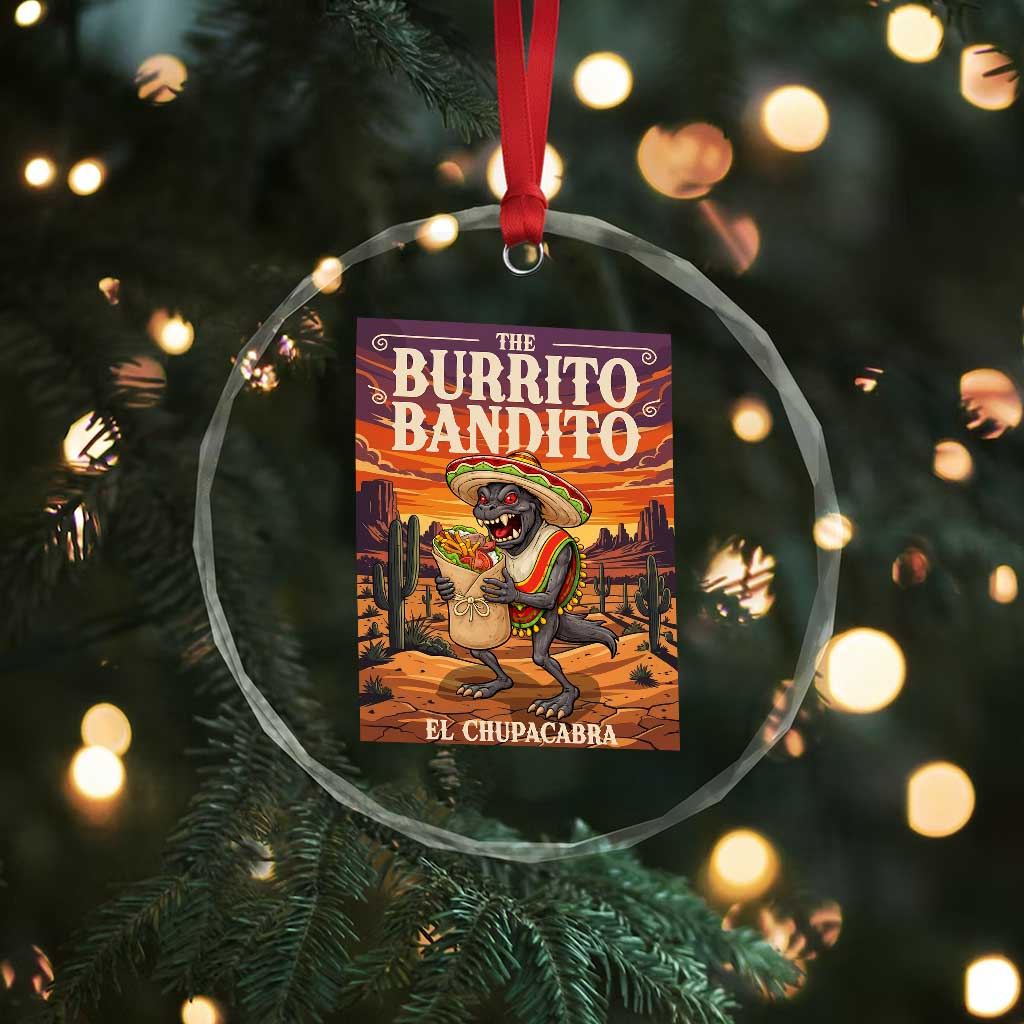 Funny El Chupacabra Burrito Bandito Crystal Glass Ornament Cinco De Mayo Gift
