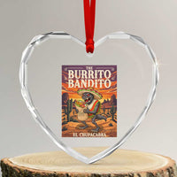 Funny El Chupacabra Burrito Bandito Heart Crystal Glass Ornament Cinco De Mayo Gift