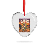 Funny El Chupacabra Burrito Bandito Heart Crystal Glass Ornament Cinco De Mayo Gift