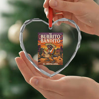 Funny El Chupacabra Burrito Bandito Heart Crystal Glass Ornament Cinco De Mayo Gift