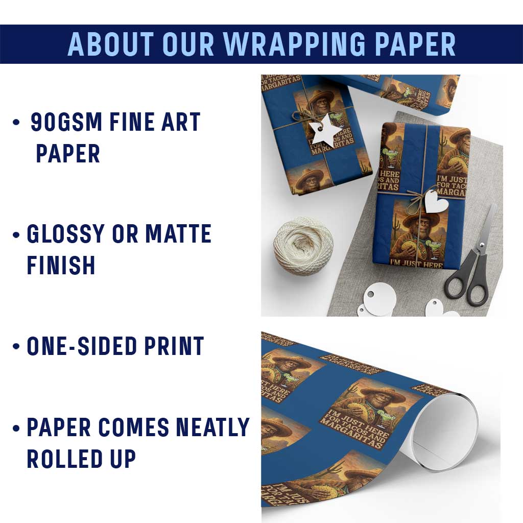 Funny El Squatcho Cinco De Mayo Wrapping Paper Roll Just Here For Tacos And Margaritas