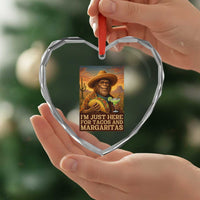 Funny El Squatcho Cinco De Mayo Heart Crystal Glass Ornament Just Here For Tacos And Margaritas