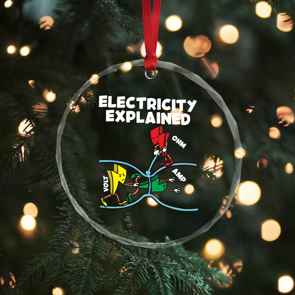Funny Electricity Crystal Glass Ornament Ohm's Law Electricity Explained - Wonder Print Shop