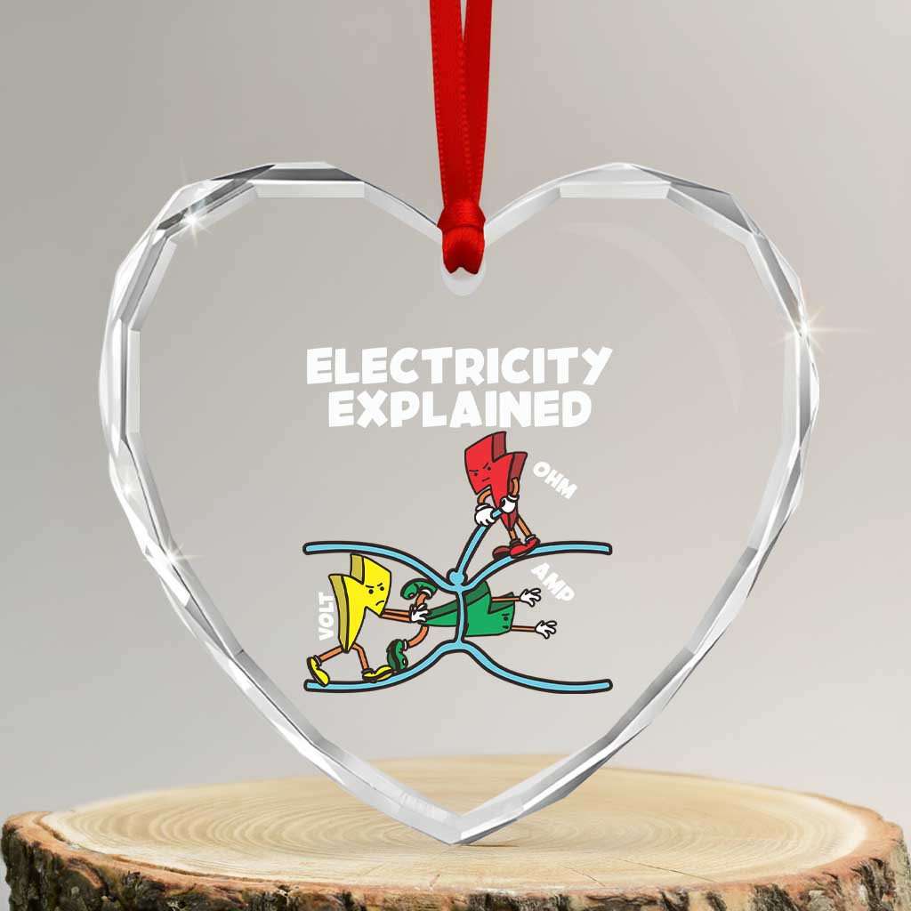 Funny Electricity Heart Crystal Glass Ornament Ohm's Law Electricity Explained - Wonder Print Shop