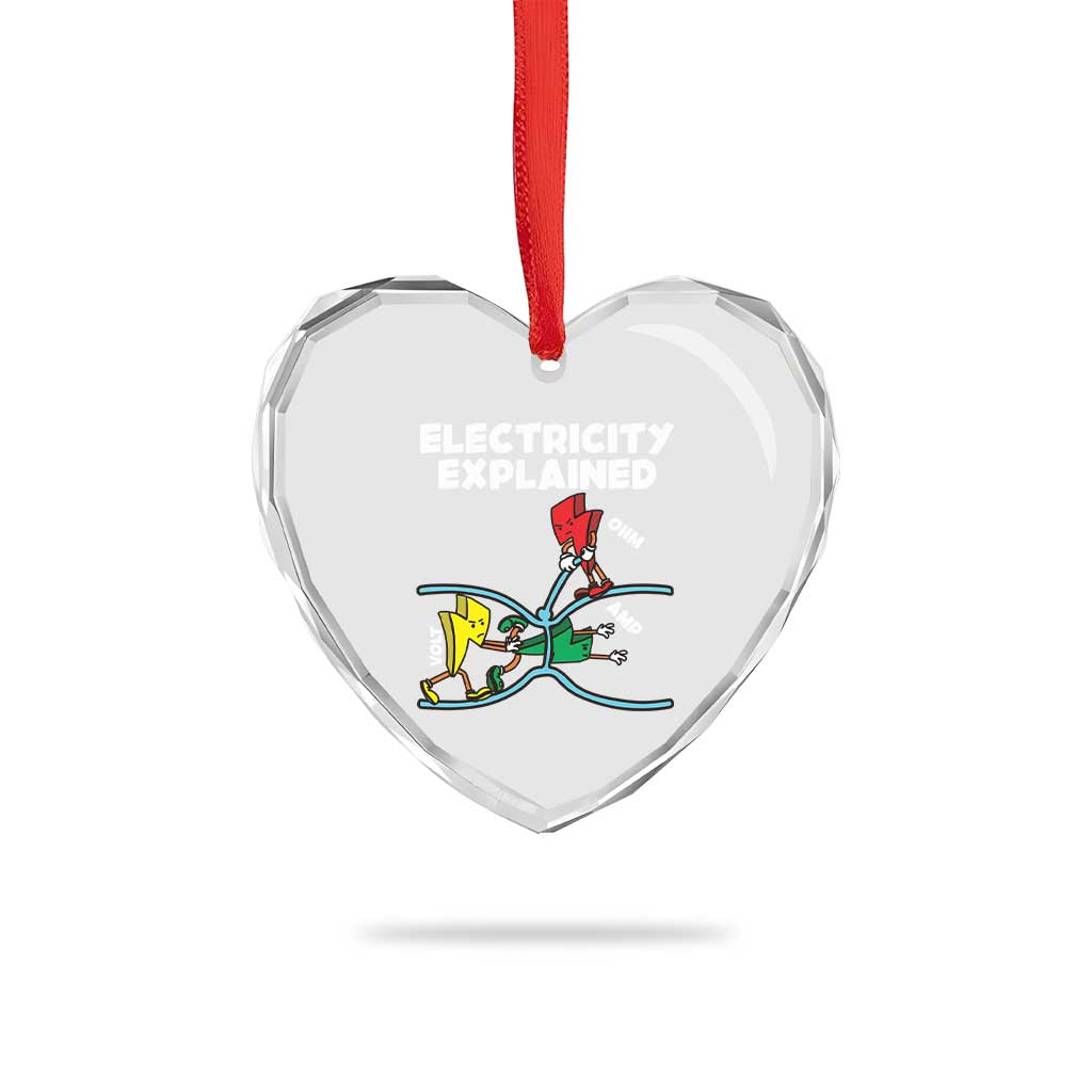 Funny Electricity Heart Crystal Glass Ornament Ohm's Law Electricity Explained - Wonder Print Shop