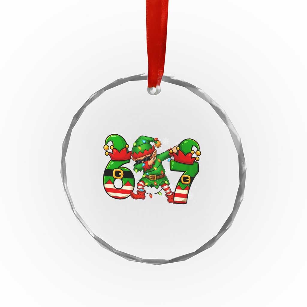 Funny Elf Dab Six Seven Meme Crystal Glass Ornament Christmas Trending 67 Gift - Wonder Print Shop