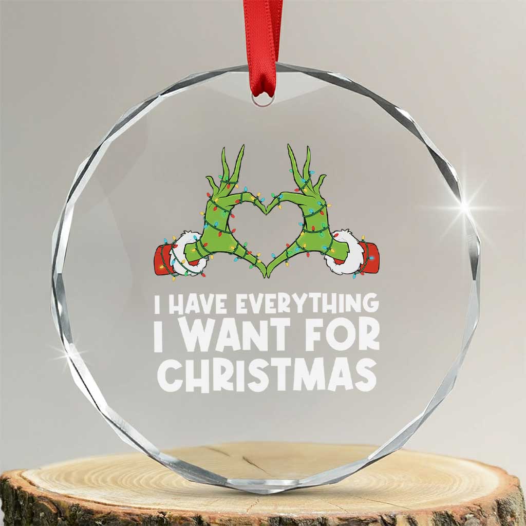 Funny Elf Hand Christmas Crystal Glass Ornament I Have Everything I Want For Christmas - Wonder Print Shop