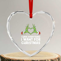 Funny Elf Hand Christmas Heart Crystal Glass Ornament I Have Everything I Want For Christmas - Wonder Print Shop