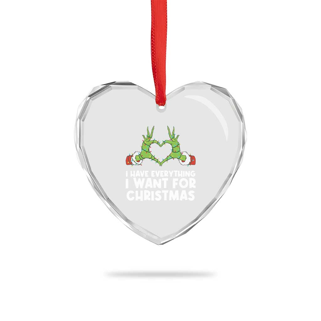 Funny Elf Hand Christmas Heart Crystal Glass Ornament I Have Everything I Want For Christmas - Wonder Print Shop