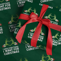 Funny Elf Hand Christmas Wrapping Paper Roll I Have Everything I Want For Christmas - Wonder Print Shop