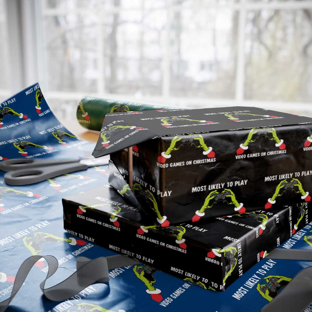 Funny Elf Hand Christmas Wrapping Paper Roll Most Likely To Play Video Games On Christmas - Wonder Print Shop