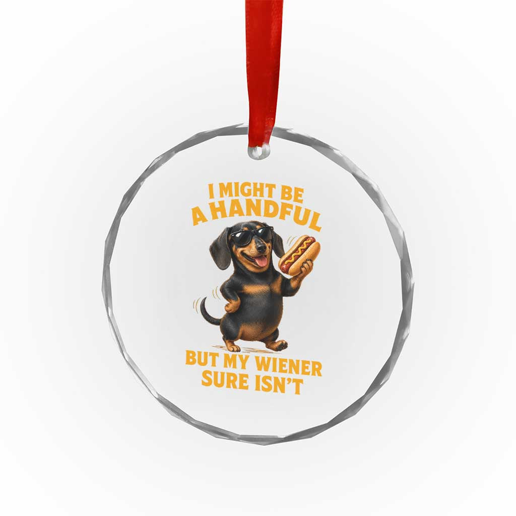 Funny Embarrassing Dachshund Crystal Glass Ornament Wiener Hot Dog Pun Crude Cringey Inappropriate Humor