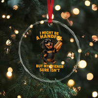 Funny Embarrassing Dachshund Crystal Glass Ornament Wiener Hot Dog Pun Crude Cringey Inappropriate Humor