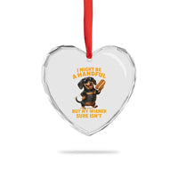 Funny Embarrassing Dachshund Heart Crystal Glass Ornament Wiener Hot Dog Pun Crude Cringey Inappropriate Humor