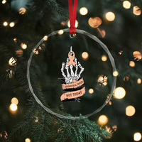 Funny Endometrial Cancer Skeleton Not Today Crystal Glass Ornament Fighter Peach Ribbon
