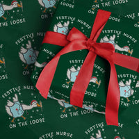 Funny ER Nurse Goose Christmas Wrapping Paper Roll Festive Nurses On The Loose - Wonder Print Shop