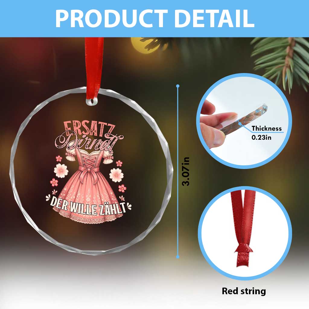 Funny Ersatz Backup Dirndl Oktoberfest Crystal Glass Ornament Der Wille Zahlt Bavarian Festival Costume Humor TS02
