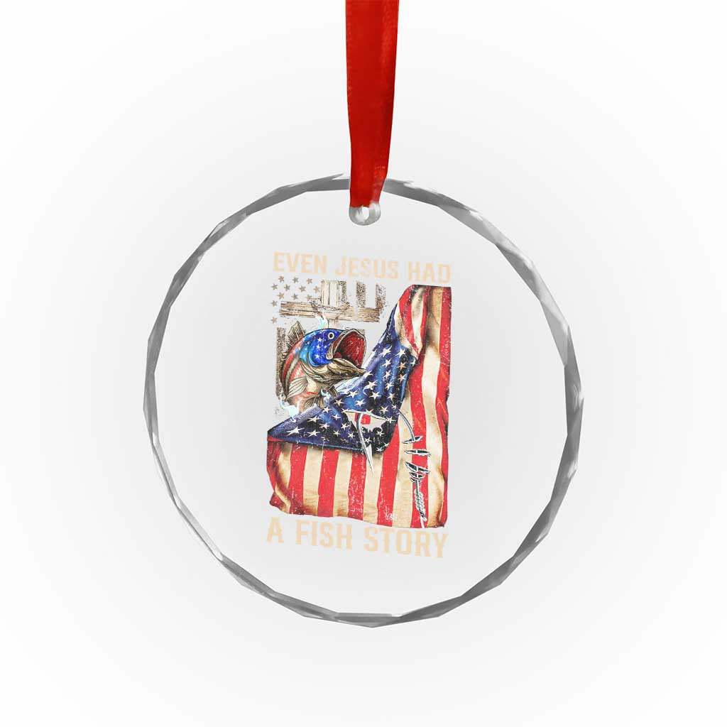 Funny Even Jesus Had A Fish Story Crystal Glass Ornament Fisherman Christian Fishing TS11