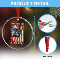 Funny Even Jesus Had A Fish Story Crystal Glass Ornament Fisherman Christian Fishing TS11