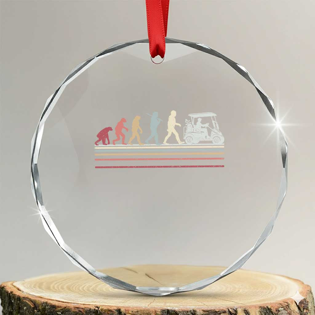 Funny Evolution Of Man To Golf Cart Crystal Glass Ornament Vintage Retro Golfing Sports History Gift for Golfers Dads
