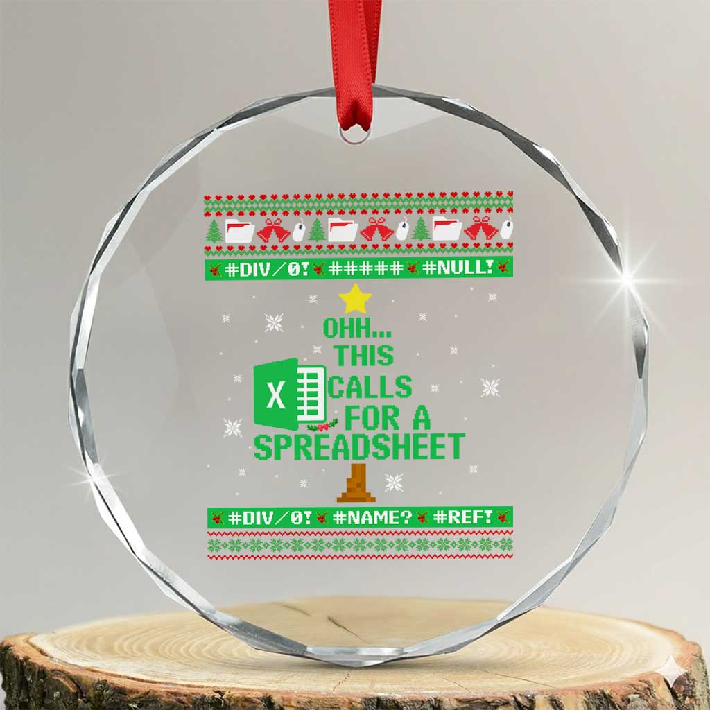 Funny Excel Christmas Tree Crystal Glass Ornament This Calls for a Spreadsheet Xmas DIV0 Errors - Wonder Print Shop