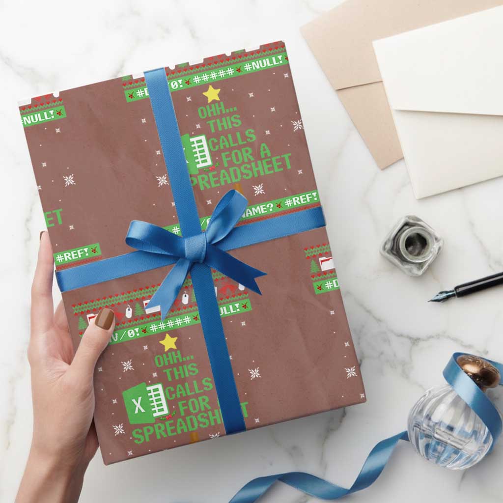 Funny Excel Christmas Tree Wrapping Paper Roll This Calls for a Spreadsheet Xmas DIV0 Errors - Wonder Print Shop
