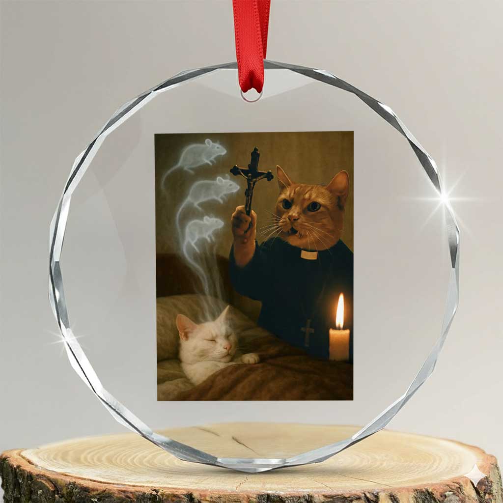 Funny Exorcist Cat Meme Crystal Glass Ornament Dark Humor Cat - Wonder Print Shop