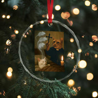 Funny Exorcist Cat Meme Crystal Glass Ornament Dark Humor Cat - Wonder Print Shop