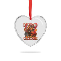 Funny Experienced Cock Handler Heart Crystal Glass Ornament Inappropriate Adult Humor Chicken - Wonder Print Shop