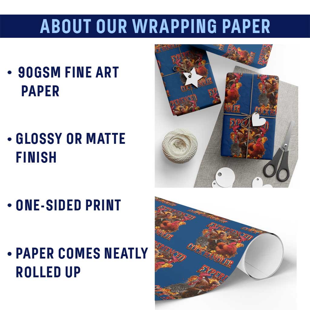 Funny Experienced Cock Handler Wrapping Paper Roll Inappropriate Adult Humor Chicken - Wonder Print Shop