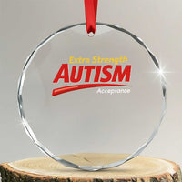 Funny Extra Strength Autism Acceptance Inappropriate Autism Meme Crystal Glass Ornament