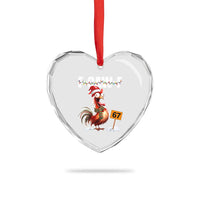 Funny F Caw F 67 Meme Christmas Heart Crystal Glass Ornament Xmas Cartoon Rooster Chicken Poultry Humor - Wonder Print Shop