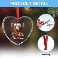 Funny F Caw F 67 Meme Christmas Heart Crystal Glass Ornament Xmas Cartoon Rooster Chicken Poultry Humor - Wonder Print Shop