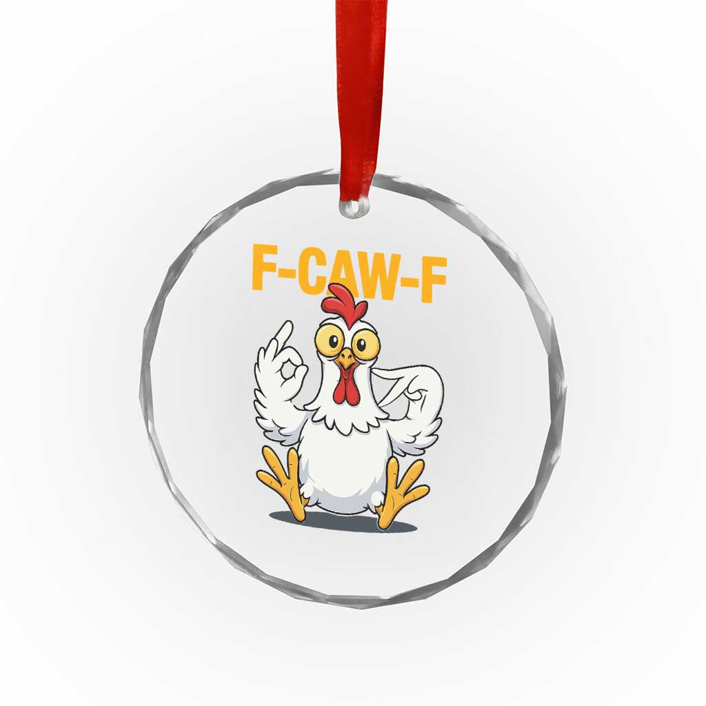 Funny F Caw F 67 Meme Crystal Glass Ornament Cartoon Chicken Poultry Humor - Wonder Print Shop