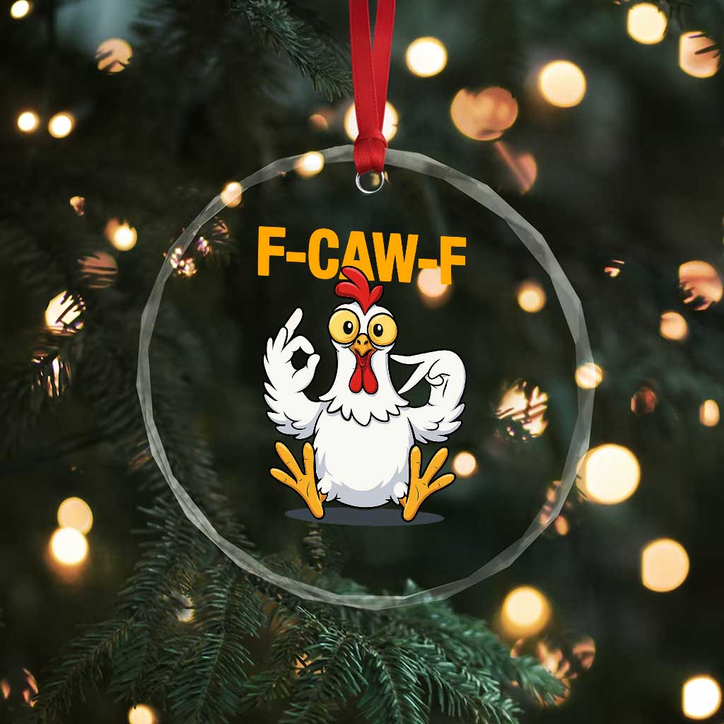Funny F Caw F 67 Meme Crystal Glass Ornament Cartoon Chicken Poultry Humor - Wonder Print Shop