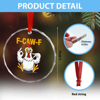 Funny F Caw F 67 Meme Crystal Glass Ornament Cartoon Chicken Poultry Humor - Wonder Print Shop