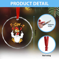 Funny F Caw F 67 Meme Crystal Glass Ornament Cartoon Chicken Six Seven Poultry Humor - Wonder Print Shop